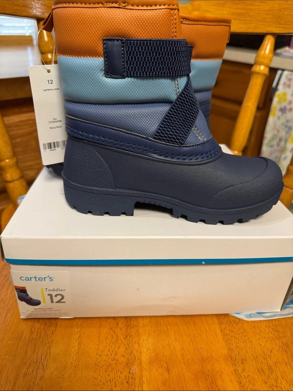 Carter's NWB Toddler Navy Multi SNOW BOOTS Winter Boots - Size 12